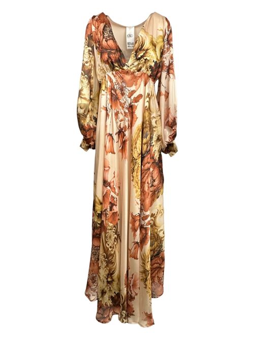 abito donna fantasia foglie beige Milva Mi | 2455E